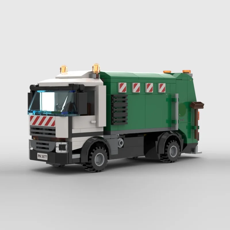 City Car Model MOC Building Bricks Classic Compact Garbage Truck Modular Technology Children Holiday Gifts Assemble Toys Suit