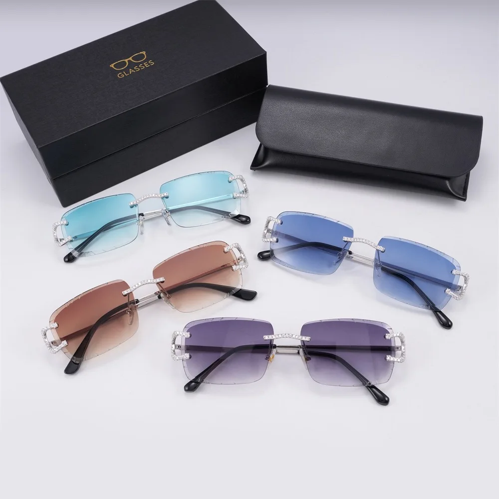 Hiphop Rock Iced Bling D Color Moissanite Sunglasses 925 Sterling Silver Lab Diamond Glasses Party Punk Men Women Wholesaele