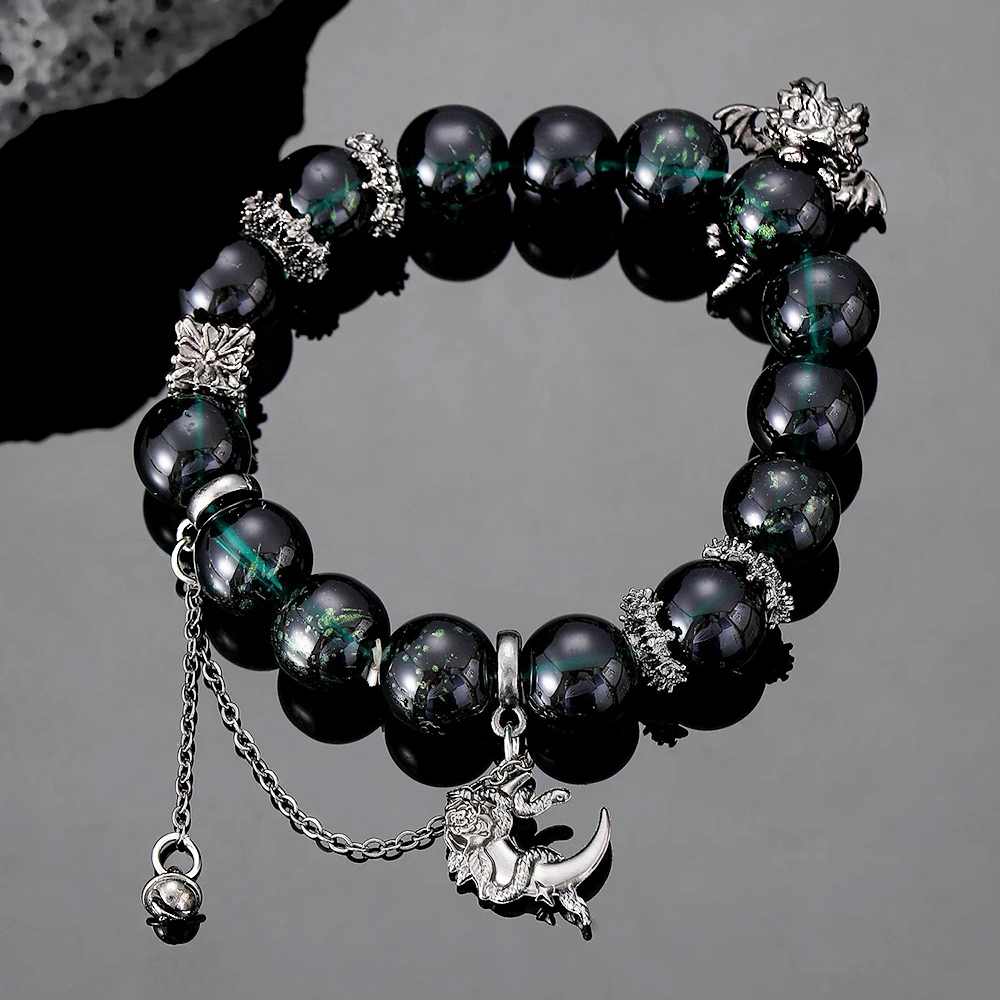 Trendy Obsidian Dragon Bracelet Men Hip Hop Rock Style Accessories Alloy Charms Bangle Women's Jewelry Gifts