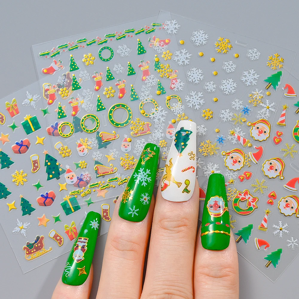 30 pièces noël flocon de neige flocon de neige Nail Art autocollants auto-adhésif mignon wapiti hiver nouvel an décalcomanies noël adhésif manucure curseur