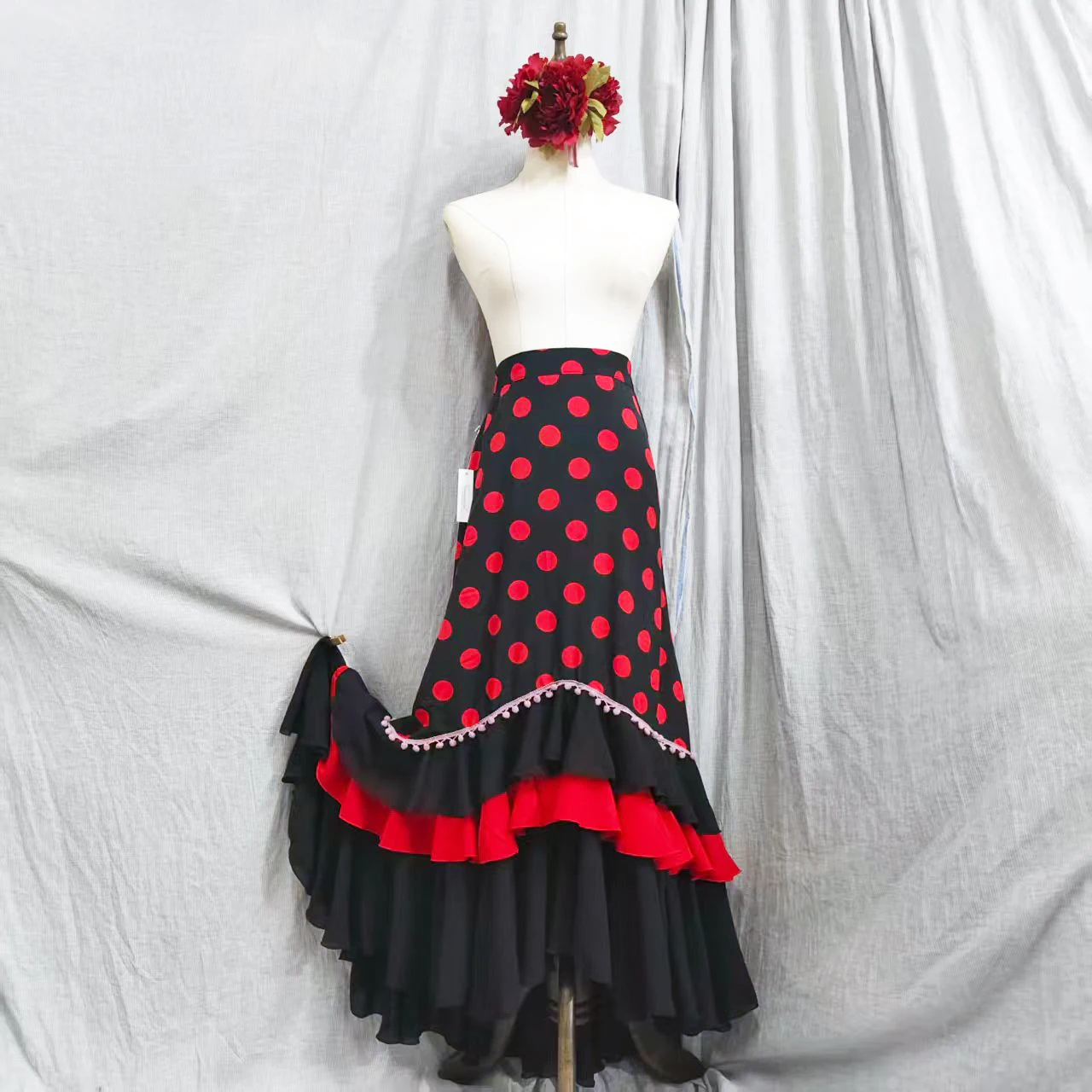 Traje de Flamenco español falda de actuación mujer chica Gyspy salón de baile Festival actuación Ropa debaile varioscoloresEKK34