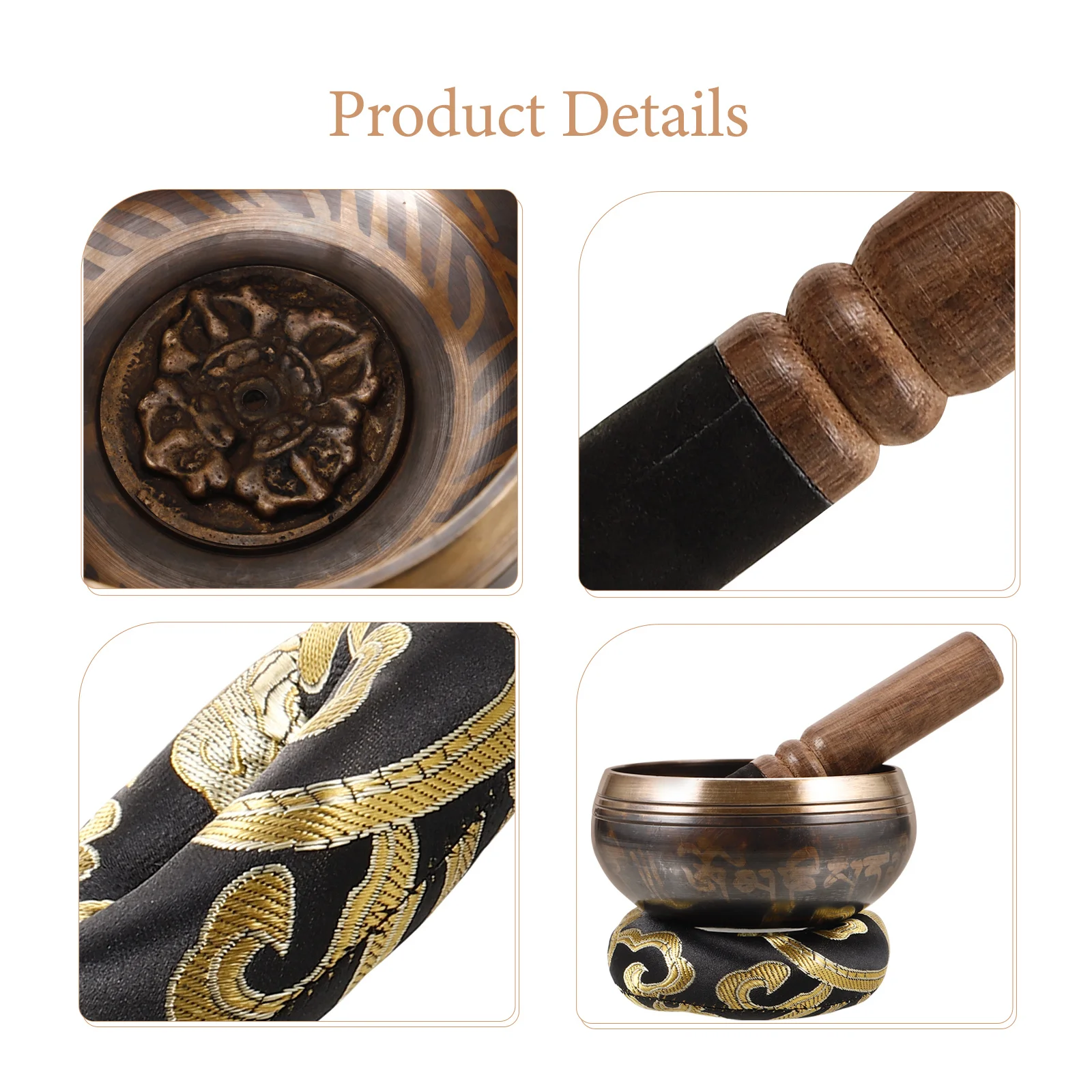 

1Set Unique Copper Singing Bowl Meditation Yoga Room Decor Exquisite Sound Bowl Accessories Rich Resonant Sound Bowls
