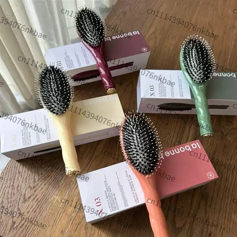 Airbag Cushion Massage Comb, Natural Pig Bristle Hair Detangler Comb, Hair Care Grooming Brush for Hair & Sideburns Styling
