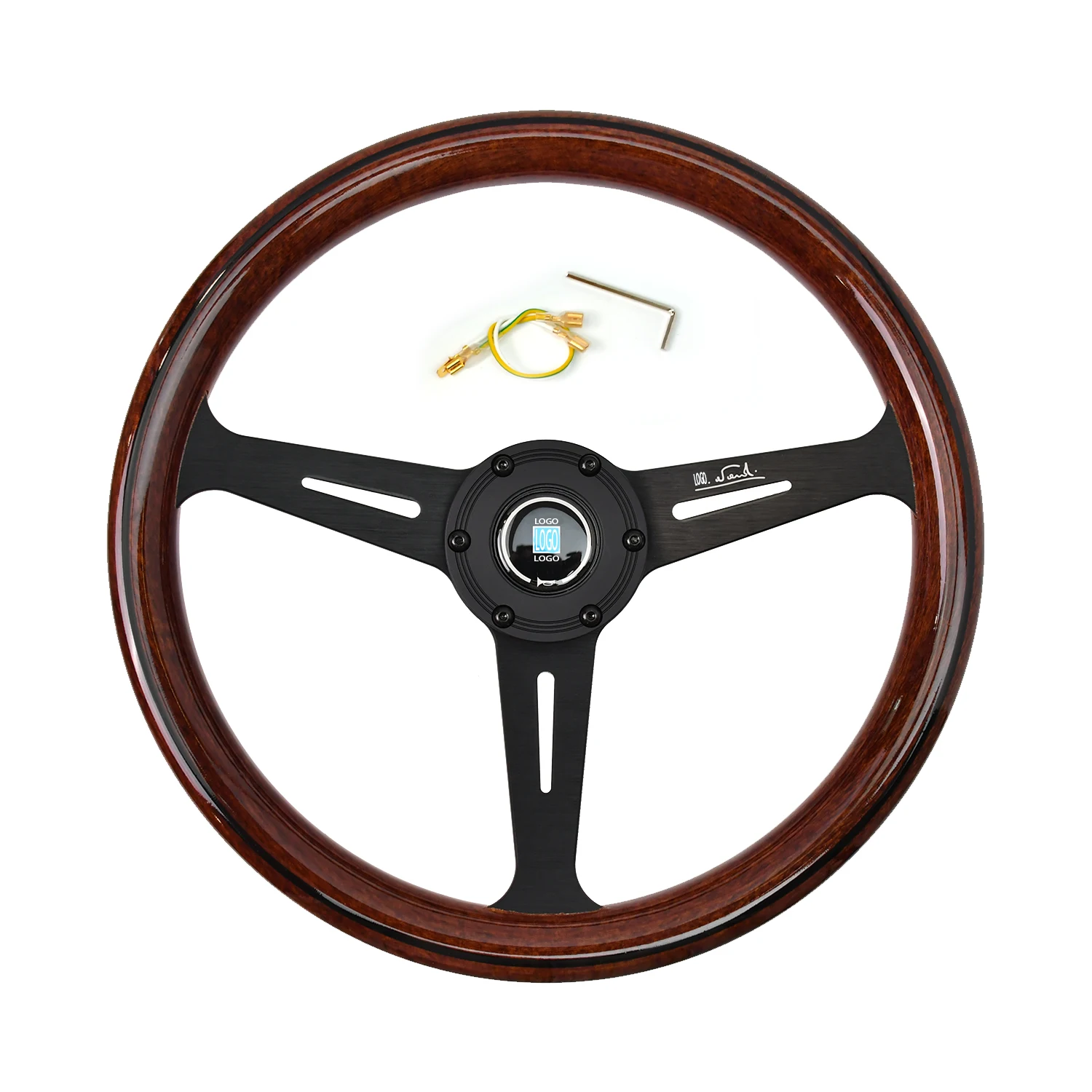 

Universal solid wood material 360mm 40mm deep bracket steering wheel