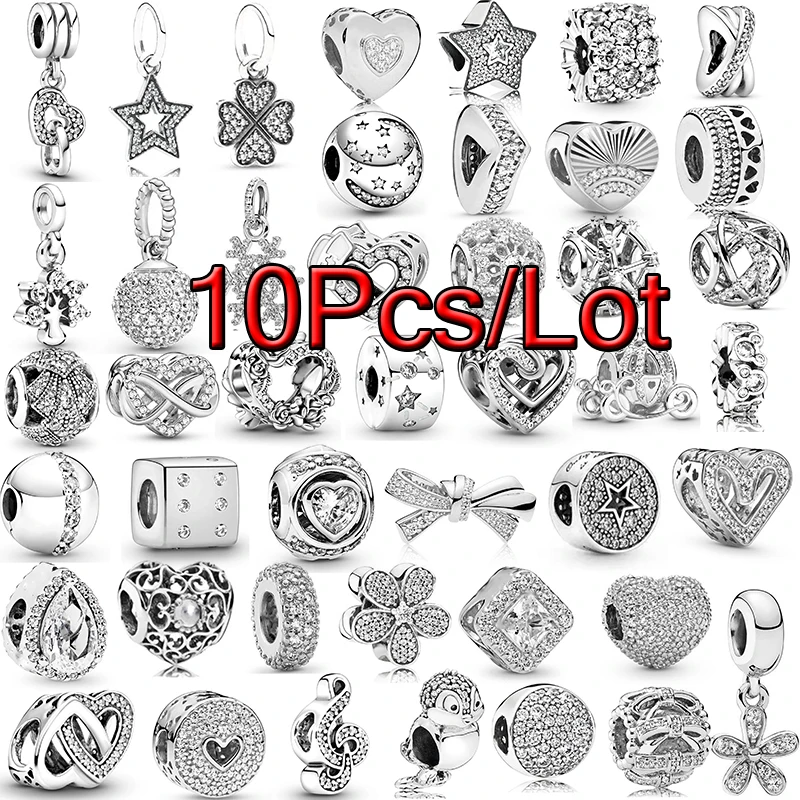 10Pcs/lot 45 Styles Crystal Shinning Charms Beads Pendant Fit DIY Bracelets Necklaces For Women Girl Jewelry Making Wholesale