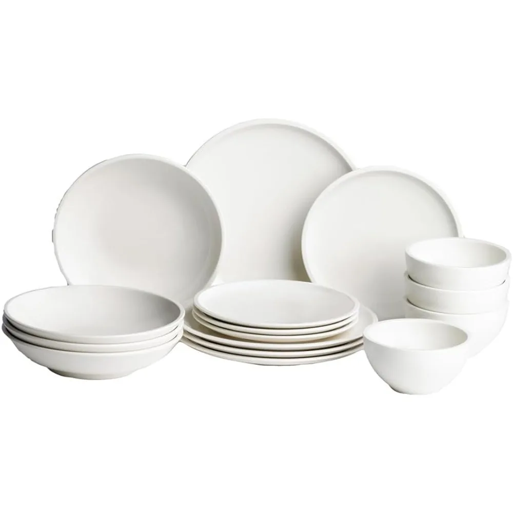 Artesano Original 16-Piece Dinnerware Set, Service for 4, Plates and Bowls, Premium Porcelain, Microwave