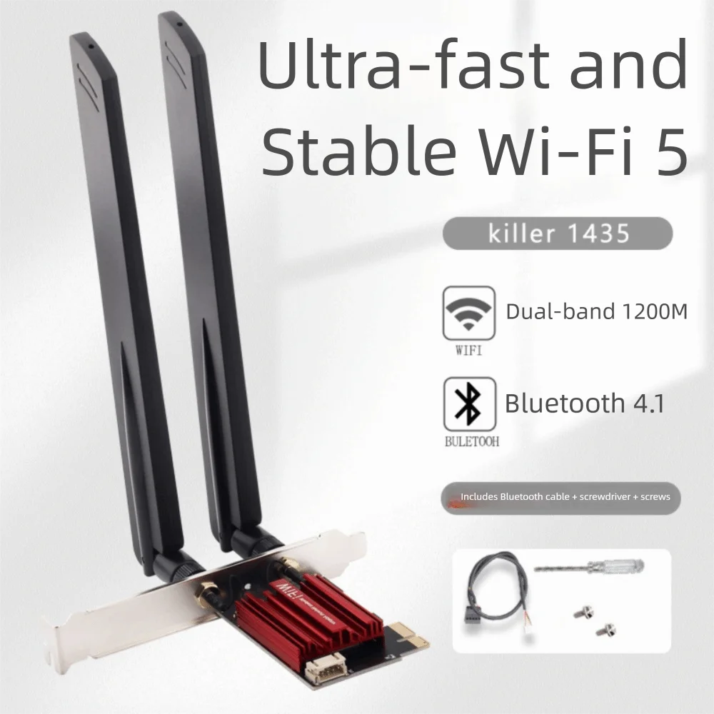

WiFi 5 Wireless Network Card Dual Band 2.4G/5GHz PCIE WiFi Adapter Drive Free AC1200 USB Wifi Adapter for Computer/Phone/Tablet