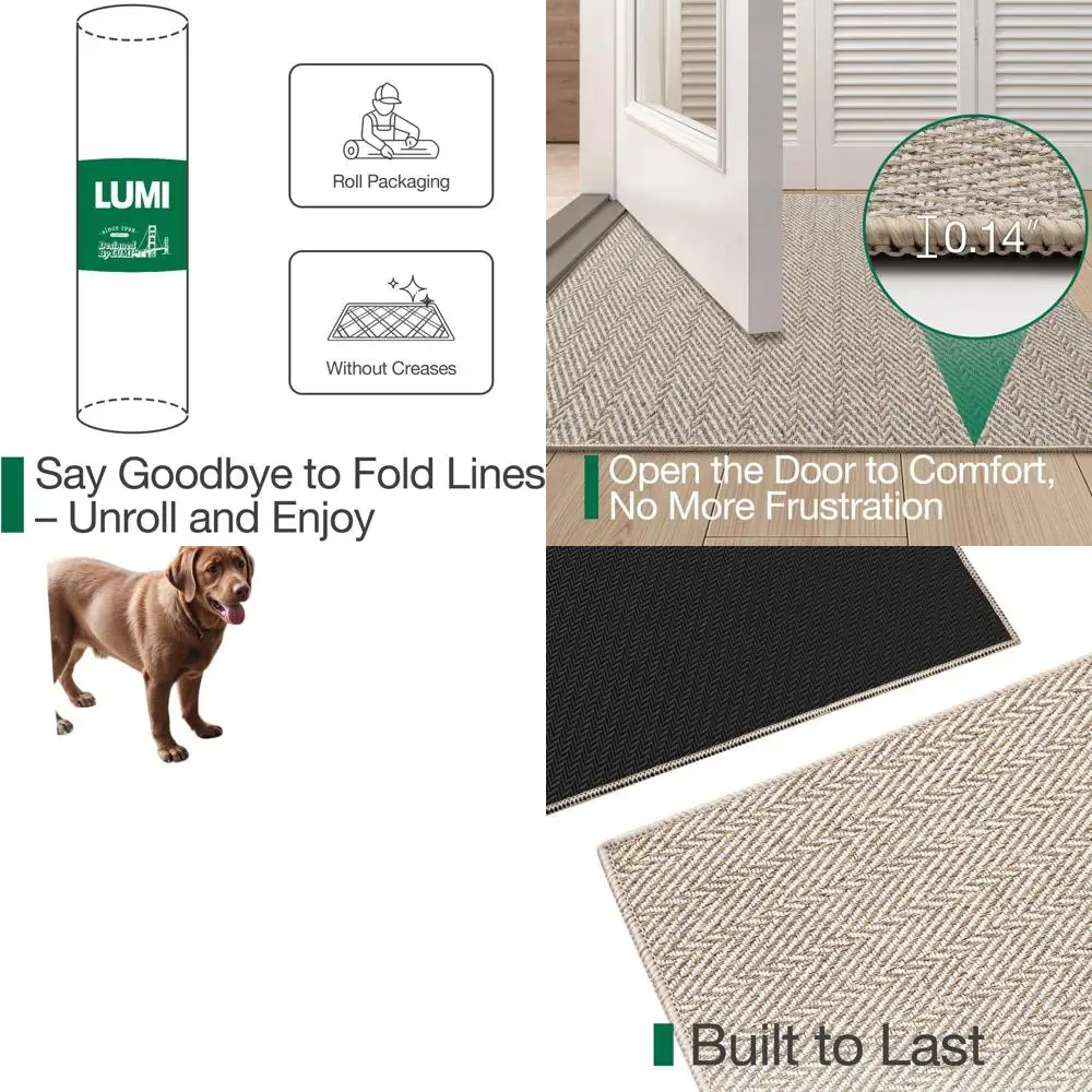 

Тонкий придверный коврик Slimline, 36x56, противоскользящий, низкопрофильный, с узором «ёлочка», идеально подходит для дома, патио, веранды, бежевый