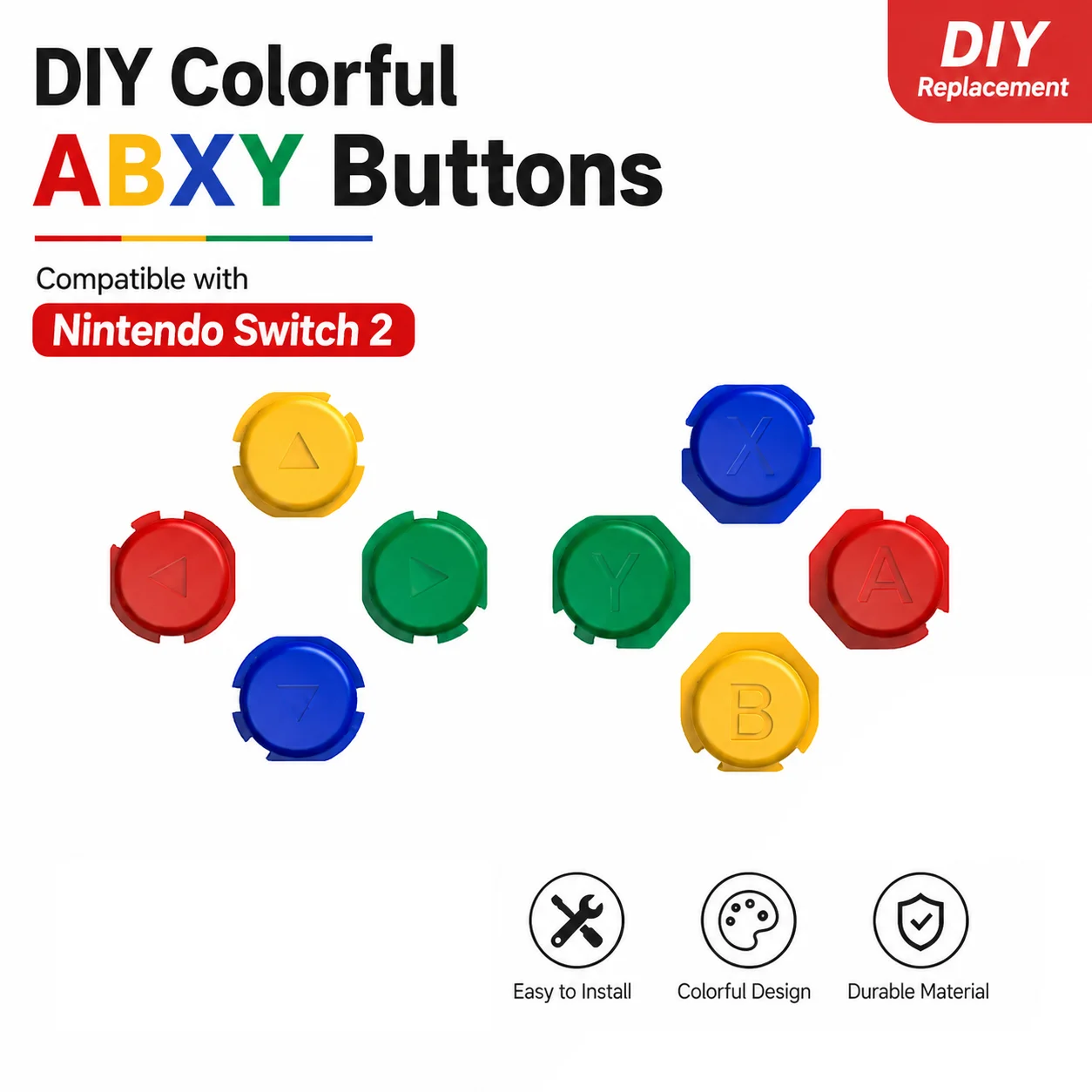 Gaming Console Nintendo Switch 2 - Tombol ABXY Warna-warni DIY untuk Nintendo
