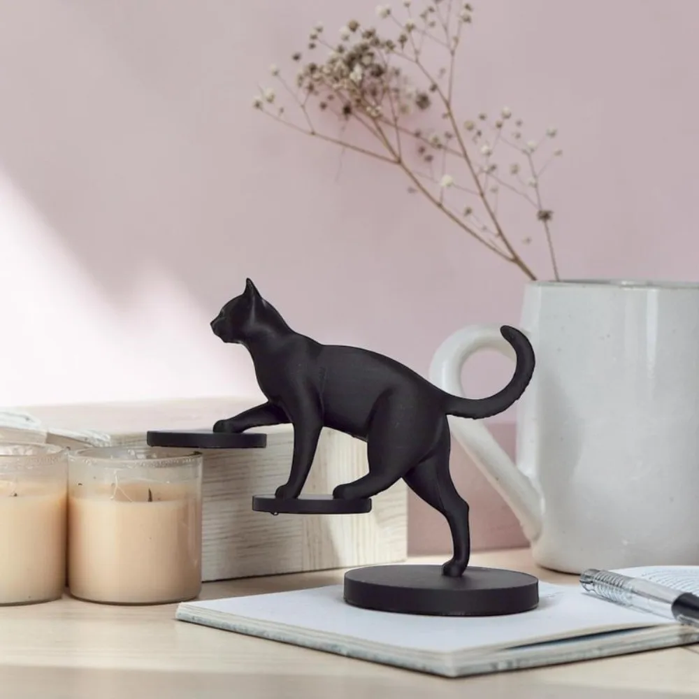 3D Printed Cat Descending Stairs Statues Go Upstairs/Downstairs Plastic Desktop Dog Figurine Crafts Cute Animal