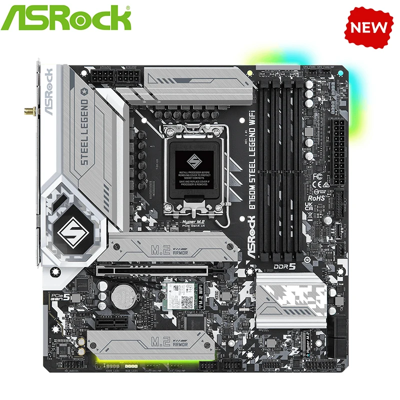 NEW B760 For ASROCK B760M Steel legend WiFi LGA 1700 DDR5 Motherboard B760 Supports CPU i5 13400f i3 12100f 12400f