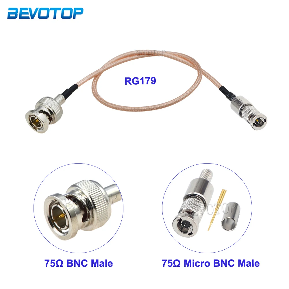 

1Pcs RG-179 Micro BNC Male to BNC Male/BNC Female Connector RG179 Cable 75 Ohm RF Pigtail HD Video Mini BNC to BNC Jumper Line