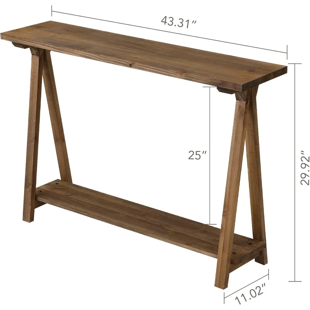 Rustic Farmhouse Pinewood Console Table for Hallway and Living Room, Solid Firwood Sofa Table with Rustic Charm