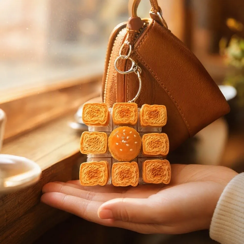 Cute Glow Design Decompression Button Simulation Keyboard Burger Sandwich Mini Keyboard Pendant Luminous Transparent Dual-Tone