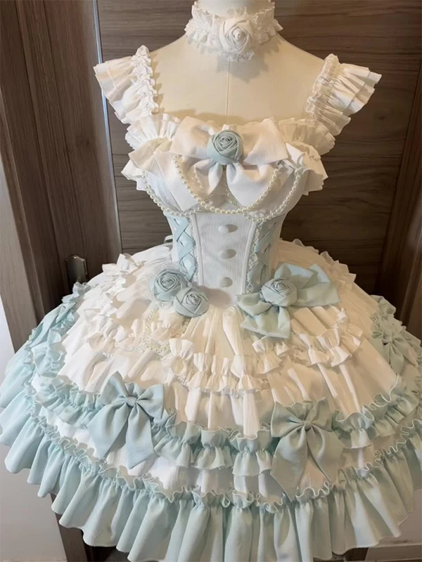 

Mint Green Lolita Jsk Skirt Dress Princess Style Hanfu Set Summer 2025 Women's Fashion Traditional Chinese Clothing