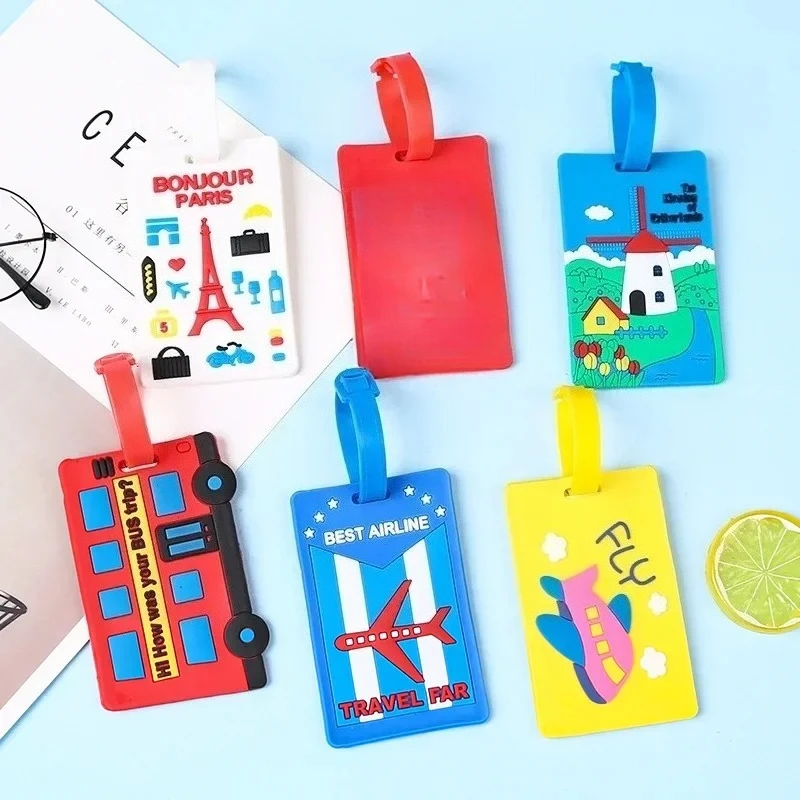 Travel Accessories Creative PVC Luggage Tags Cartoon Cute Luggage Tag Silicone Suitcase Tag Id Name Label Travel Tag Bag Tags