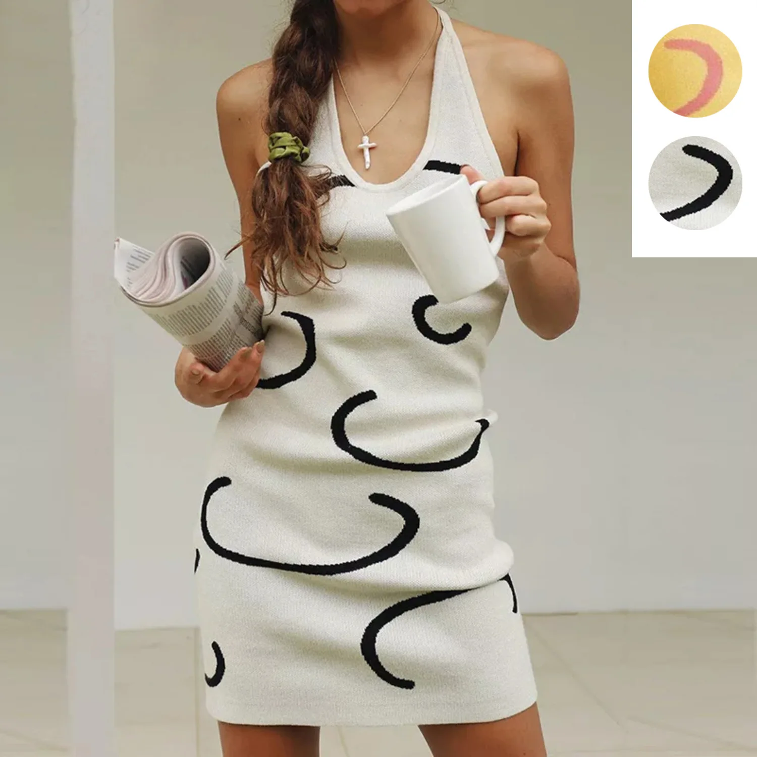 

2026 New Spring/Summer Knit Backless Off-Shoulder Bodycon Mini Dress for Women Casual Party Fashion for Ladies