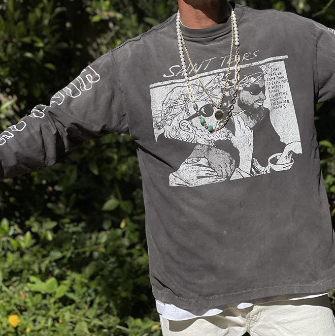 

Футболка с длинными рукавами из чистого хлопка с рисунком пары Headot, с круглым вырезом, стандартного кроя, молодежная мода, осень 2023 г.