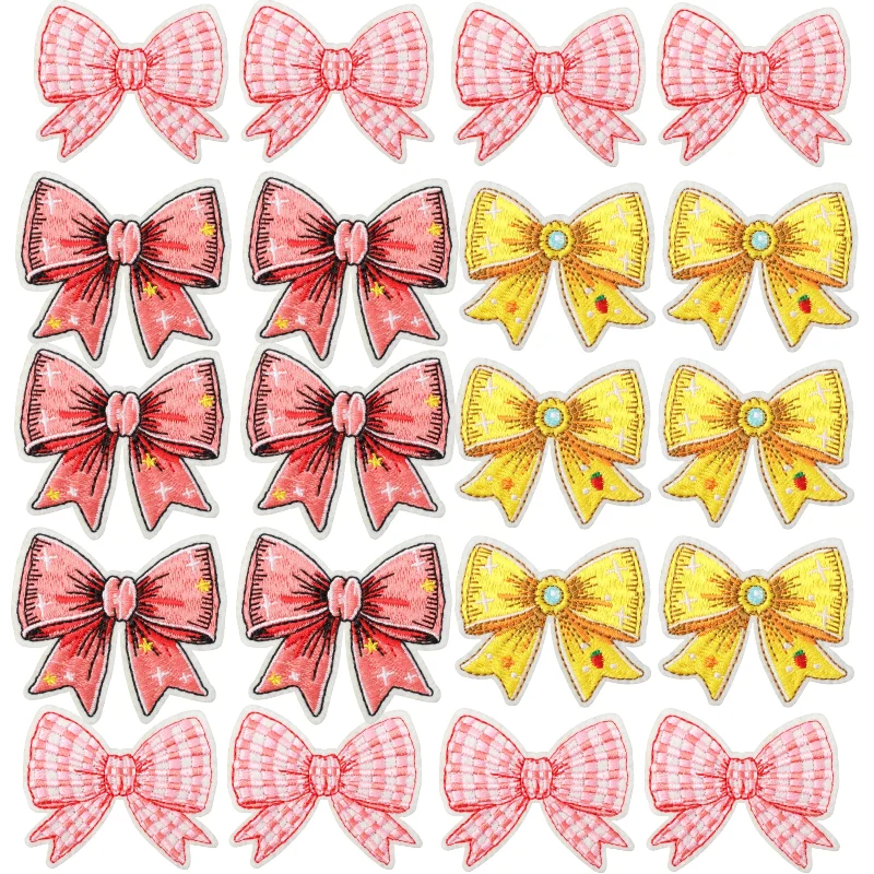 

1/14PCS Cartoon Polka Bow Embroidery Patch, Colorful Iron on Applique for DIY Baby Clothing Decor