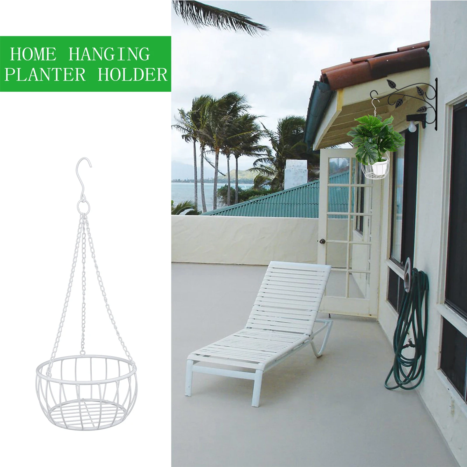 

Iron Hanging Flower Pot Baskets White Medium Size Durable Safe Long Term Hanging Planter Basket Home Decor Balcony Garden Space