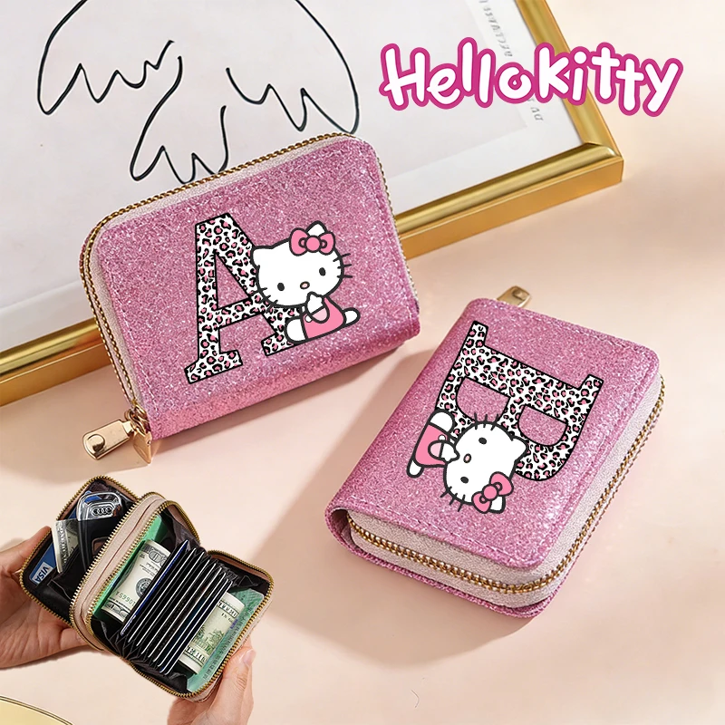 

Sanrio HelloKitty Wallet Women Shining Card Bag Cute KT Cat Money Bag Kawaii Credit Card Holder Fashion Coin Purse Birthday Gift
