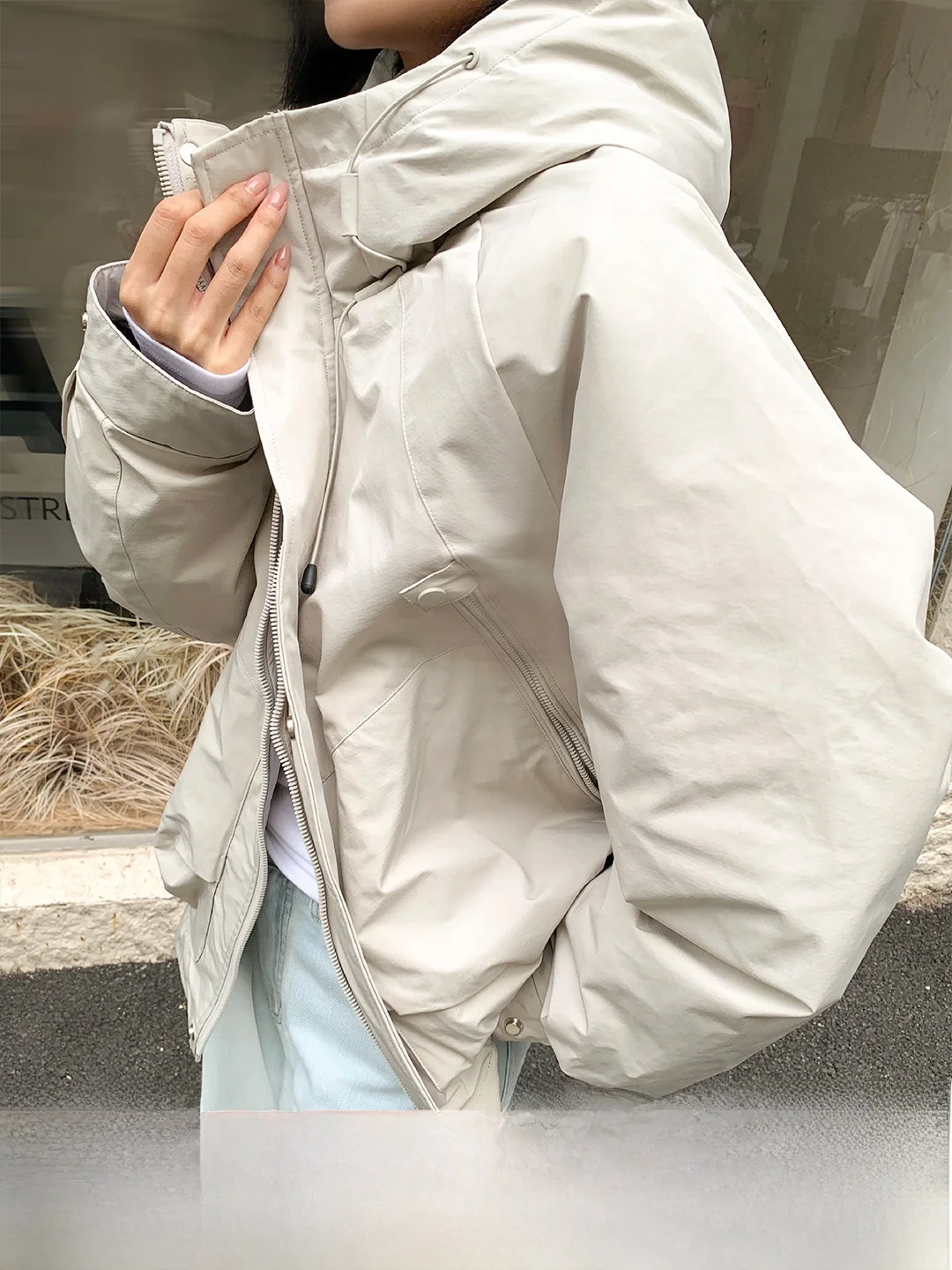 

ZOCHEEO 90, белый ду пуховик Jaet, зимняя ветрозащитная свободная спортивная одежда с капюшоном и высоким воротником для пешего туризма, верхняя одежда Jaet