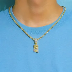 1PC JESUS Pendant Necklace Match 4mm Rope Chain Shiny Ideal For Vacation,Parties, And Daily Wear,As A Gift For Dating For Women