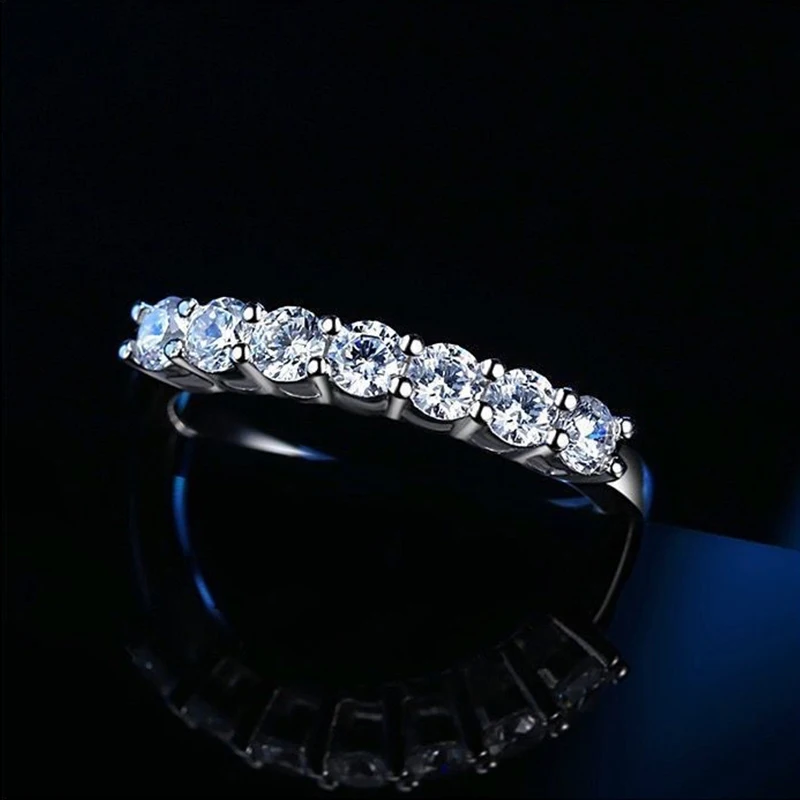 100% Pass Diamond Tester Pen Moissanite Female Single Tail Ring Matching Wedding Diamond Band for Women 925 Sterling Silver Ring