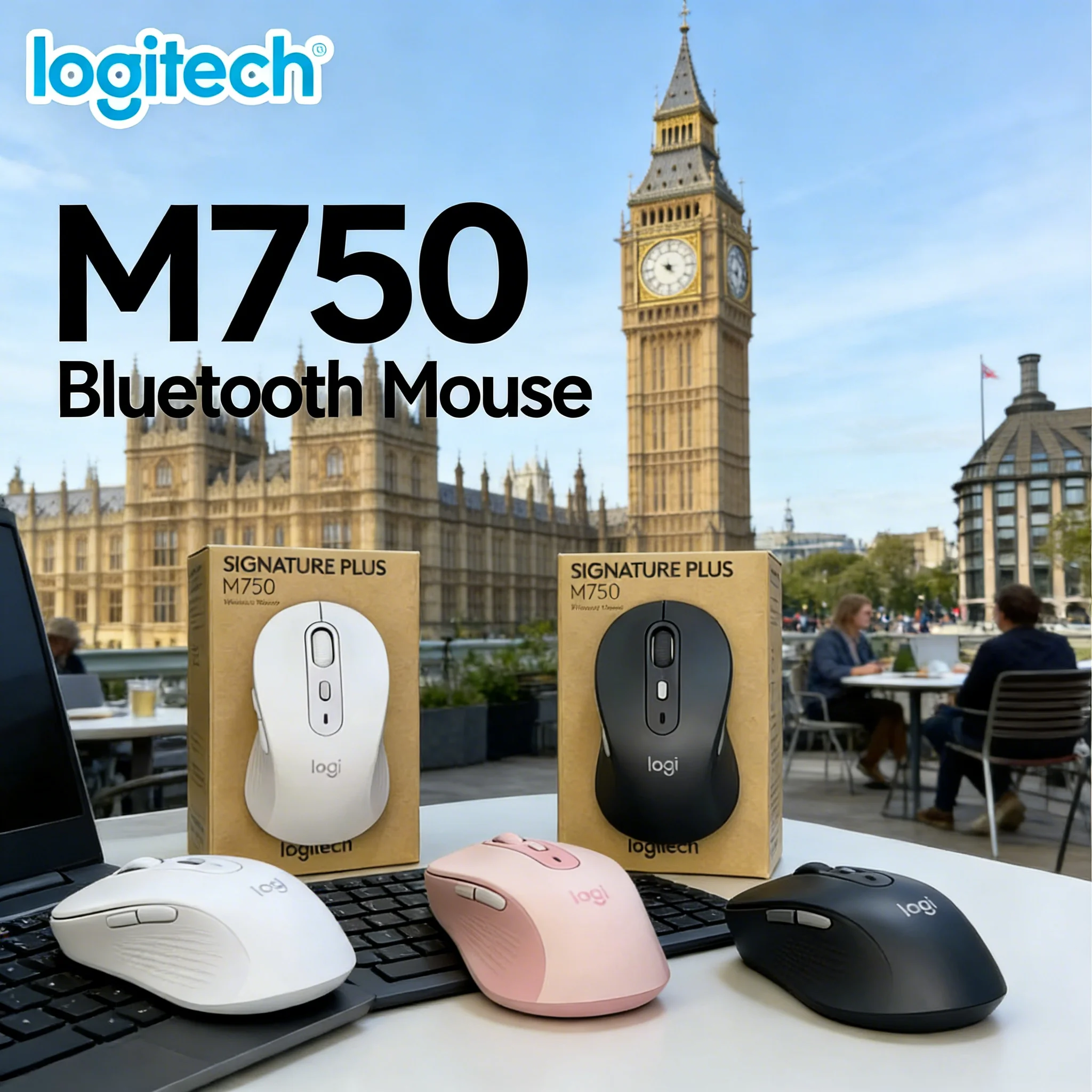 Logitech M750 Wireless Charging Ergonomic Mouse Dual-Mode Silent Click for Business Travel And Office Use Portable Office Mouse