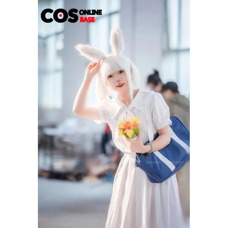 

Anime Haru Cosplay Costume Short sleeves Uniform White Rabbit Animal Cute Dress Custom sizes