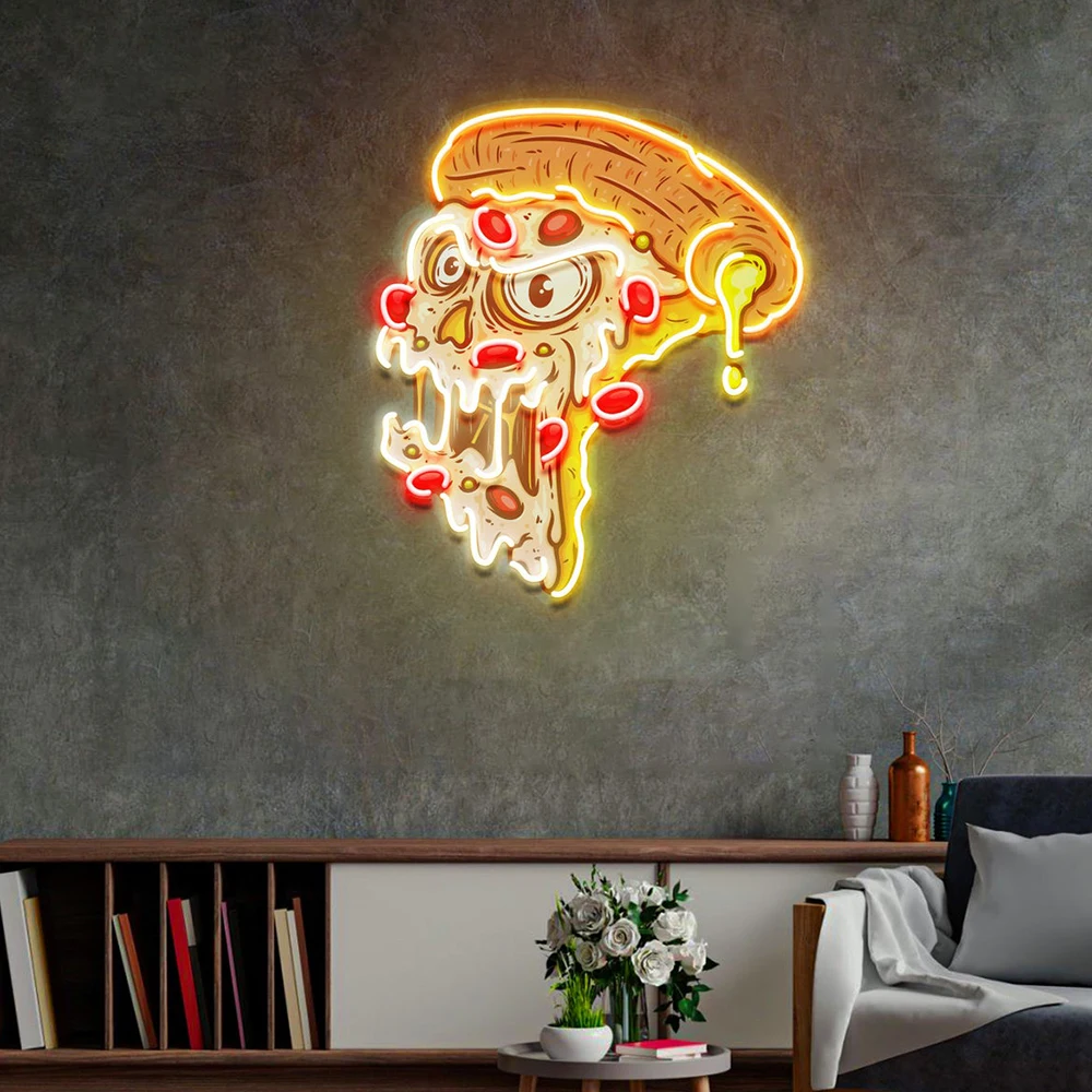 Pizza Slice LED Neon Sign Light Pop Art for Restaurant Kitchen Wall Hangings Neon Lights Pizza Store Decor Custom Neon Signs