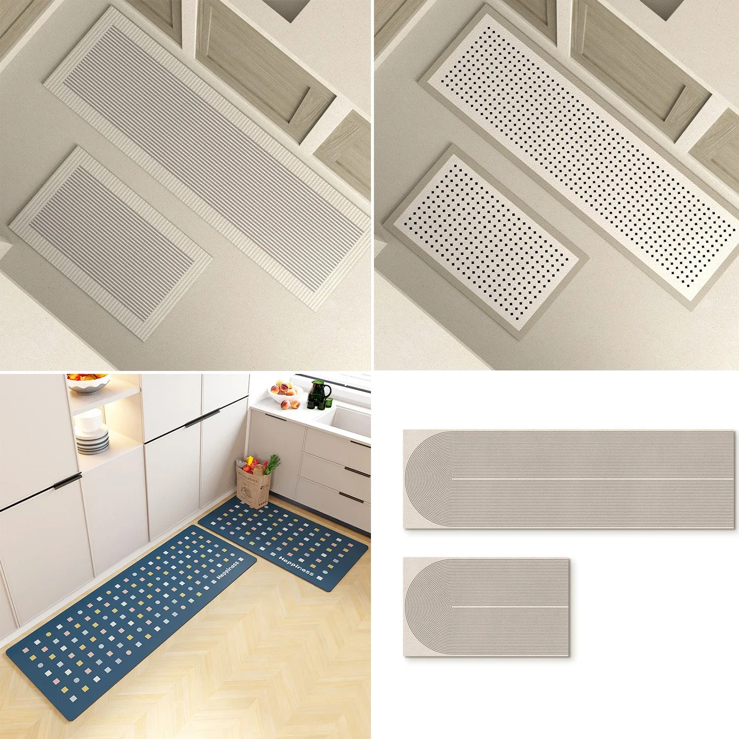 

Kitchen Floor Mat Absorbent Non-slip Carpet Washable Carpets Anti Slip Bathroom Entrance Doormat Rug Dark Color Antifouling