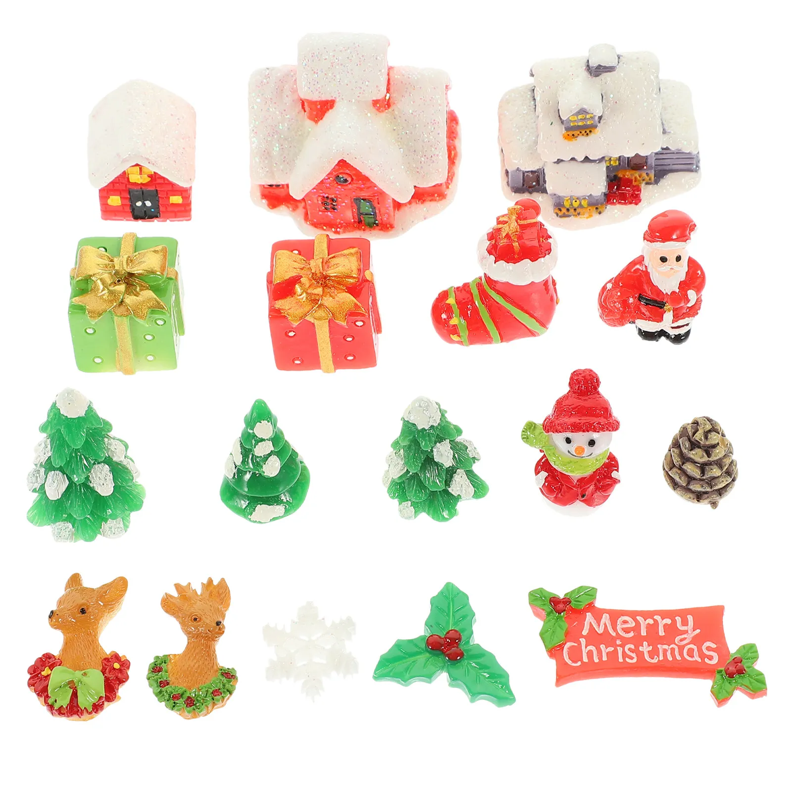 

1Set Christmas Micro Landscape Ornament Set Resin Mini Decorations for Holiday Village Mini Garden Xmas Table Decor Christmas