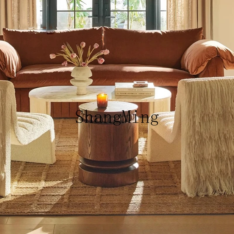 

SM wood cylindrical coffee table small side table medieval stool round stool retro wooden new coffee table