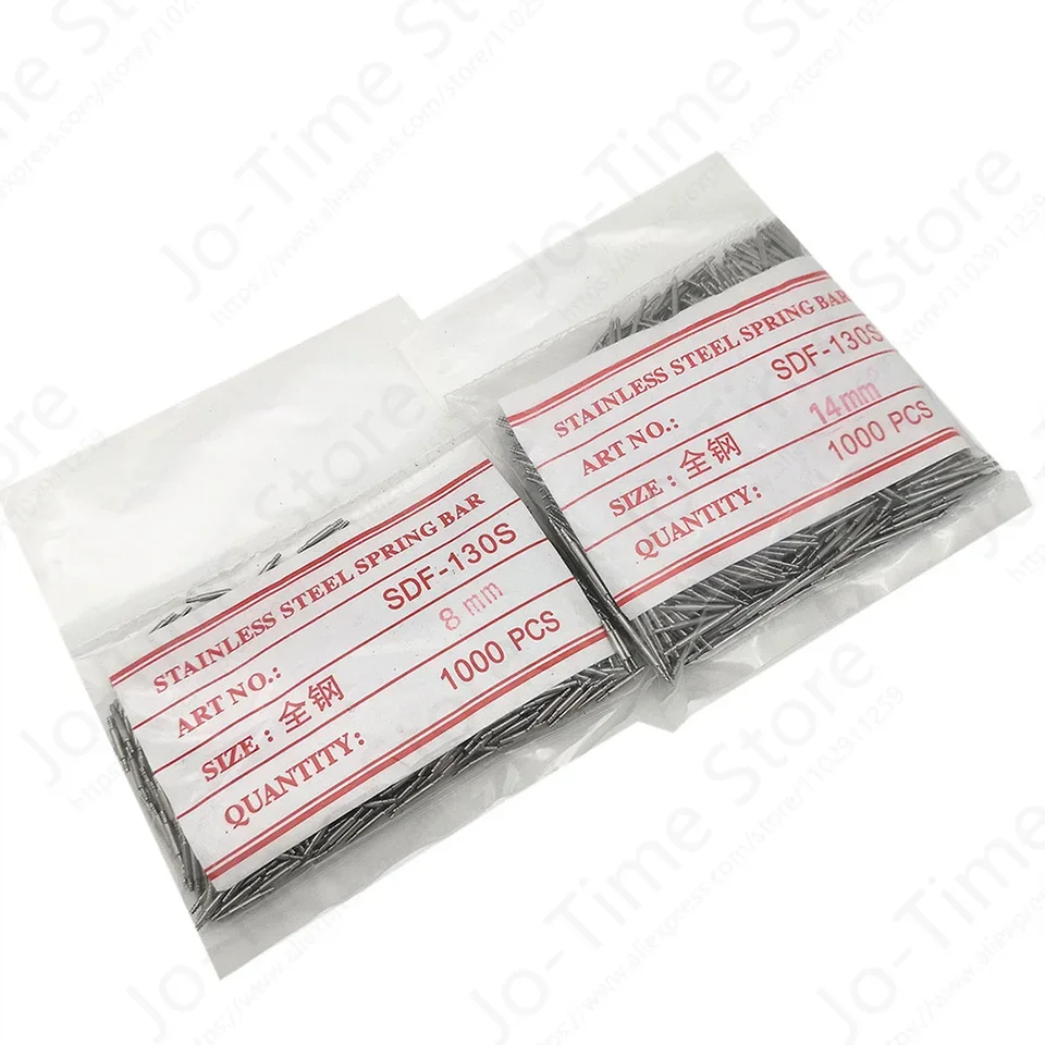 1000 pezzi barre a molla in acciaio inossidabile diametro 1.3mm 8mm-24mm cinturino cinturino strumenti di riparazione perni 304L per accessori per orologi