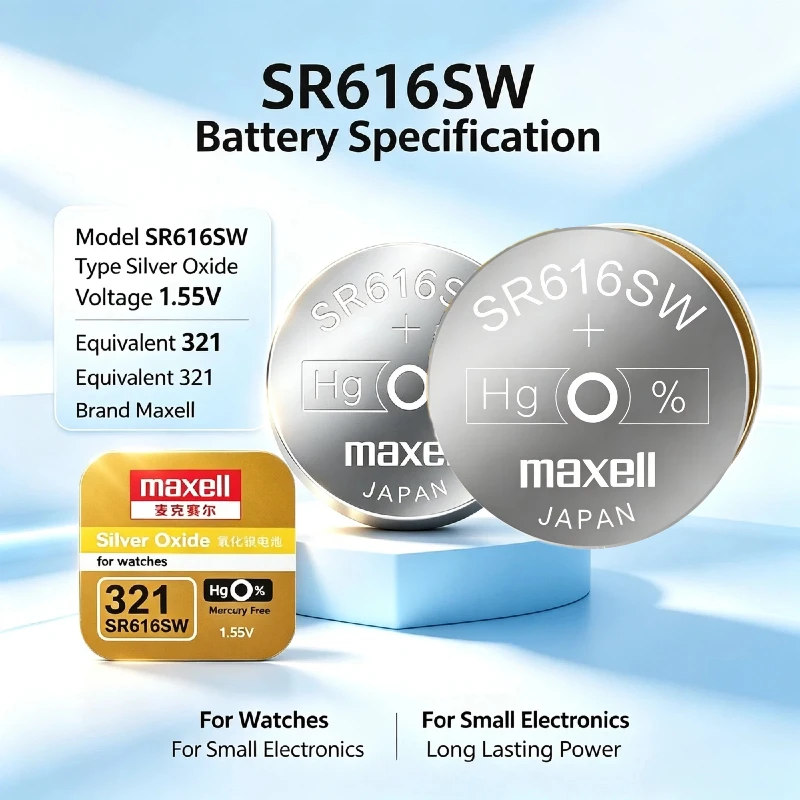 Maxell SR616SW 321 Silver Oxide Button Batteries Pack of 2-50PCS Non-Rechargeable Long Life for Wrist Watches Toys Mini Gadgets