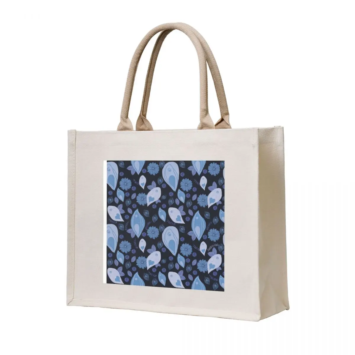 

blue vulva flower pattern Tote Bag handbag woman shopping bag Women's tote bag bags for women