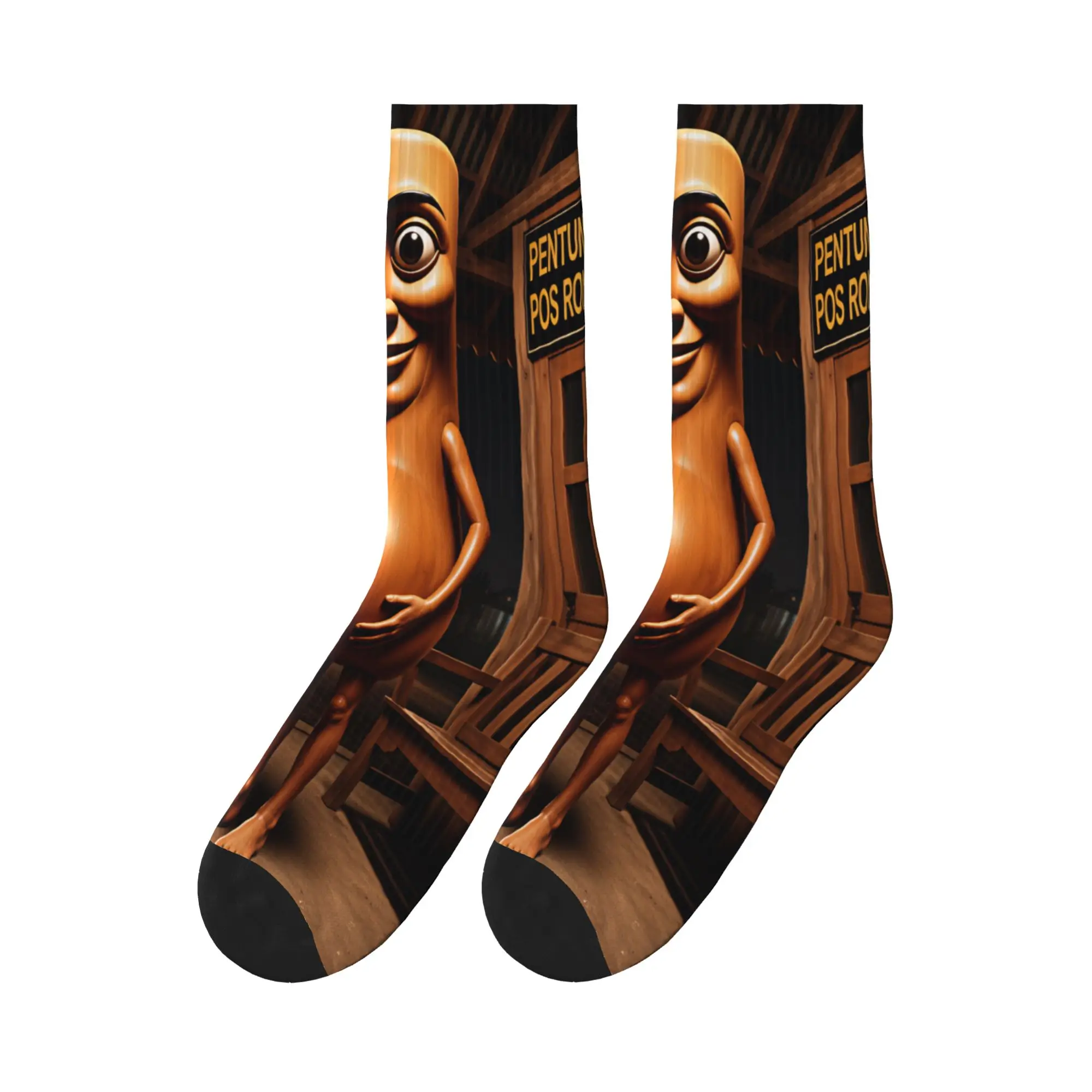 Tung Tung Sahur Pregnant Funny Wooden Meme Socks Leisure Stockings Winter Non-Slip Men Socks Breathable Graphic Outdoor Socks