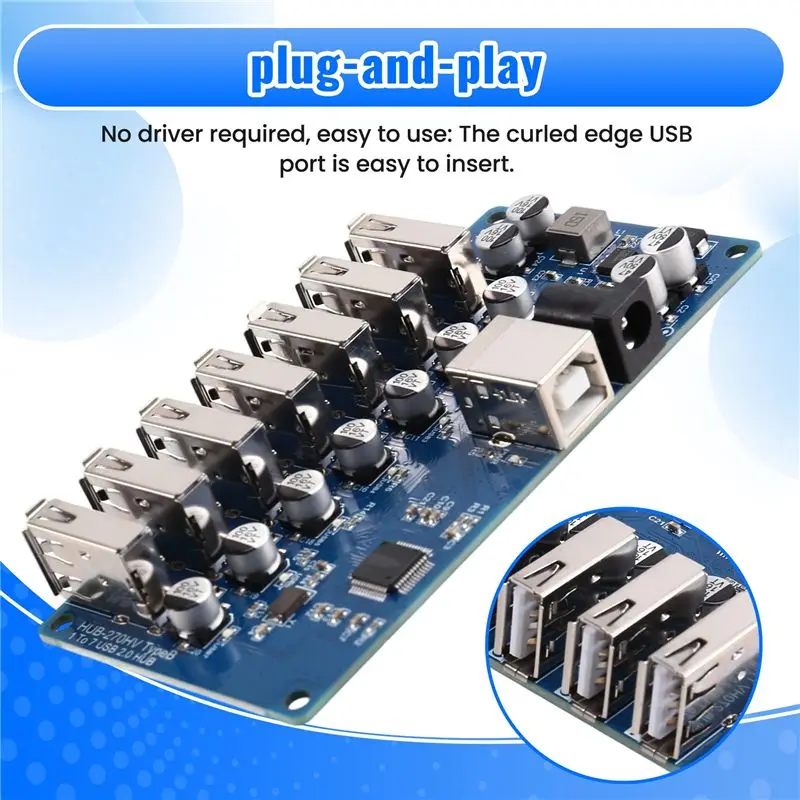 N35R-Plug And Play USB2.0 HUB Splitter 1-To-7 Ports USB2.0 HUB Module With Power Port Supply 9-24V