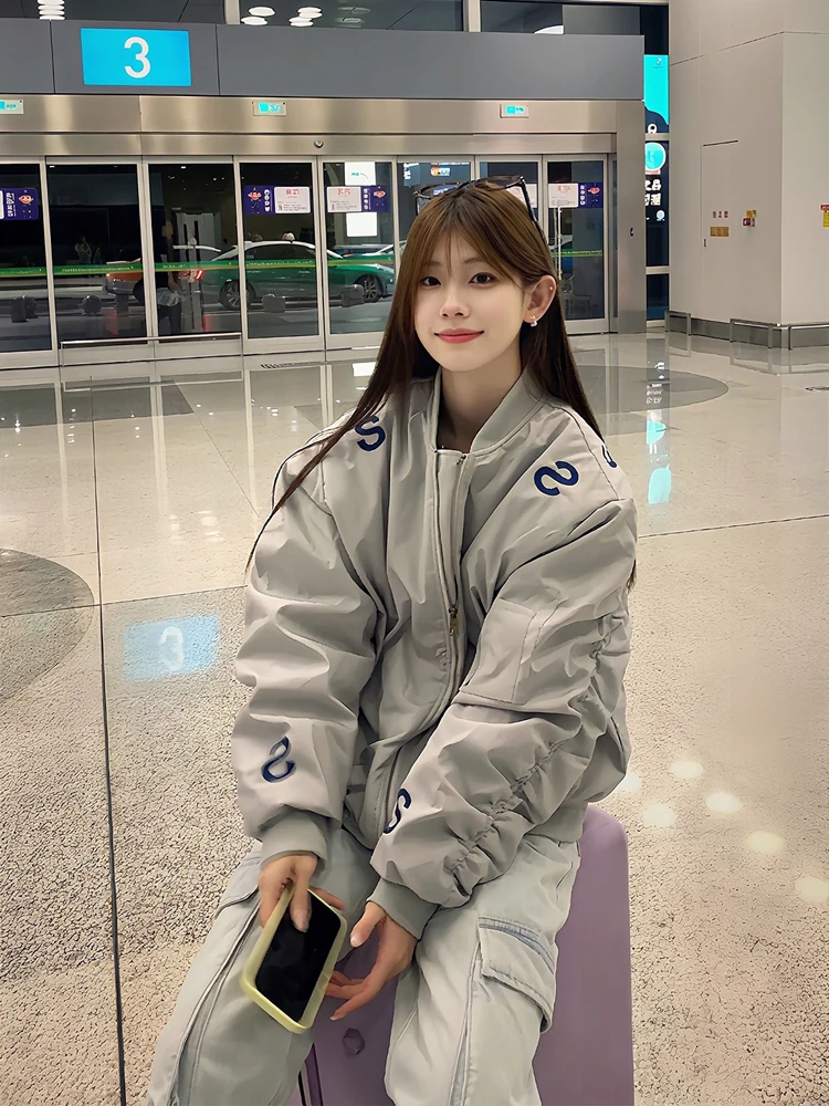 

American High Street Letter Embroidery Flight Jaet Men's Autumn Winter High Design Sense Match All Outerwear Casual Sle