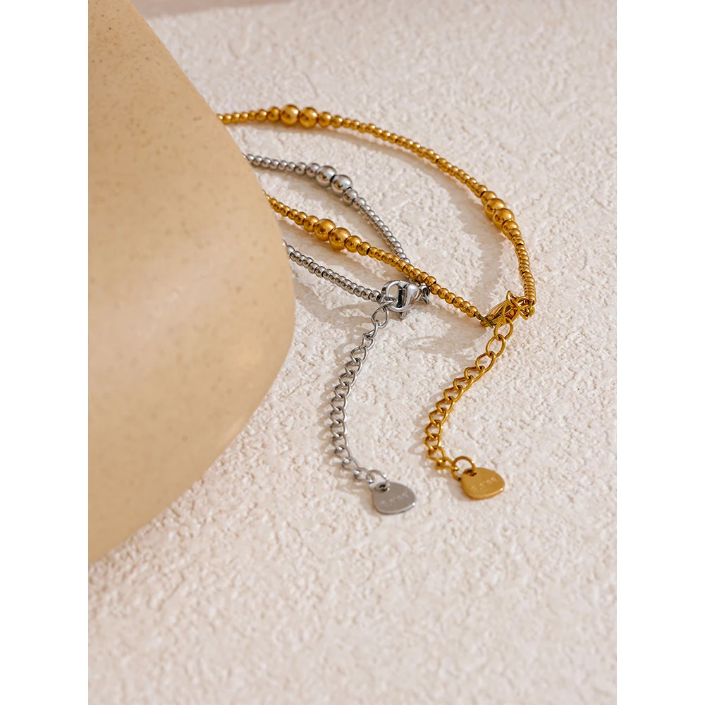 Yhpup Exclusive Stainless Steel Beads Chain Handmade Collar Necklace for Women Chic Stylish Jewelry Waterproof Trendy Textured