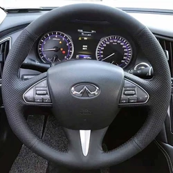 Black Artificial Leather Steering Wheel Cover Hand-stitched Car Steering Wheel Cover For Infiniti Q50 2014 2015 QX50 2015