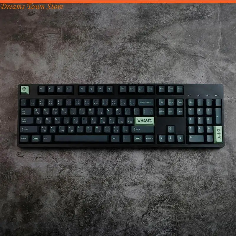 HX6A Green Wasabi Mustard Keycaps PBT Sublimation لوحة المفاتيح الميكانيكية الأصلية مجموعة كاملة من السوشي 142 مفاتيح Keys Keys