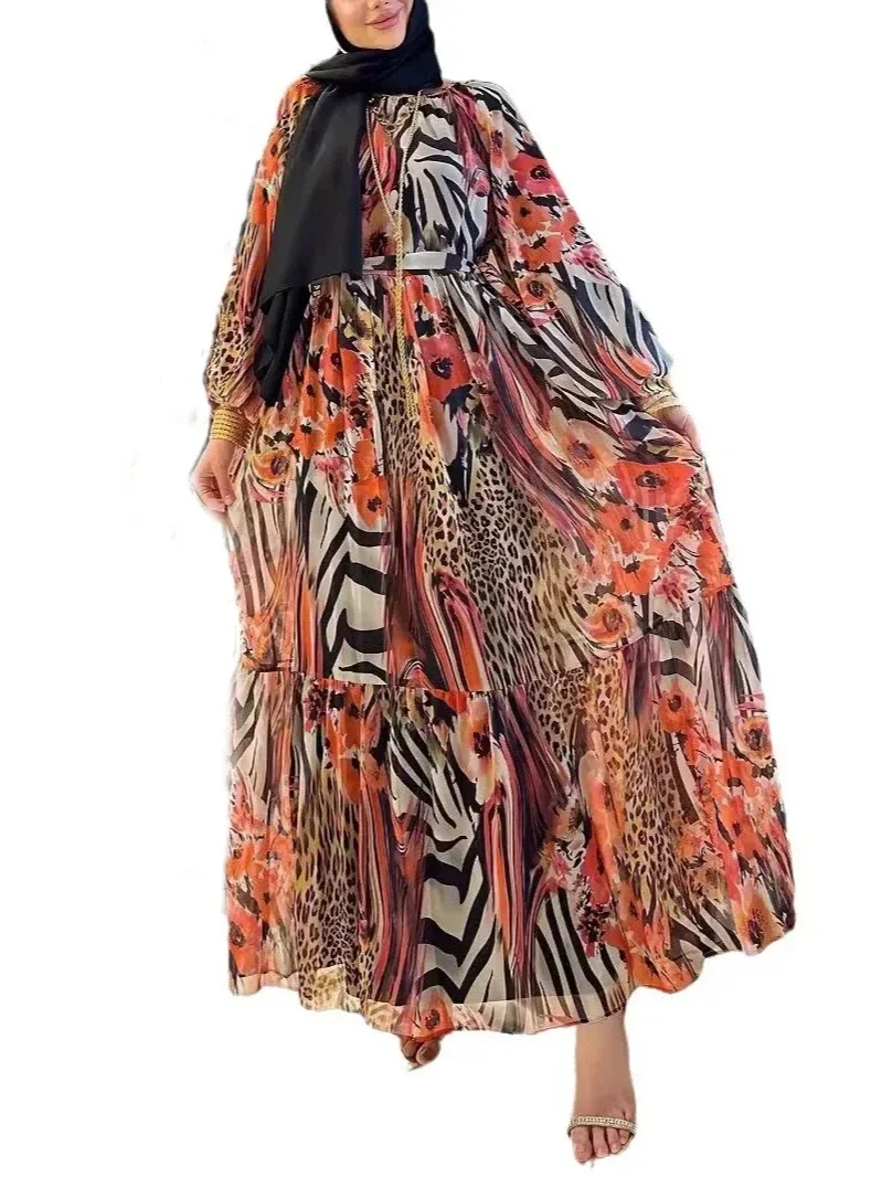 عباية بطبعة الفهد رداء العيد للنساء المسلمات عبايات رمضان المغرب قفطان إسلام دبي فيستدوس جلابية فساتين 2026