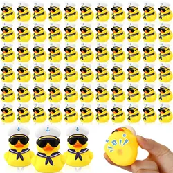 100Pcs Cruise Duck Bulk with Sunglasses Sets,Mini Sailing Rubber Ducks Summer Cruise Ship Toy Squeaky Duck Bath Part