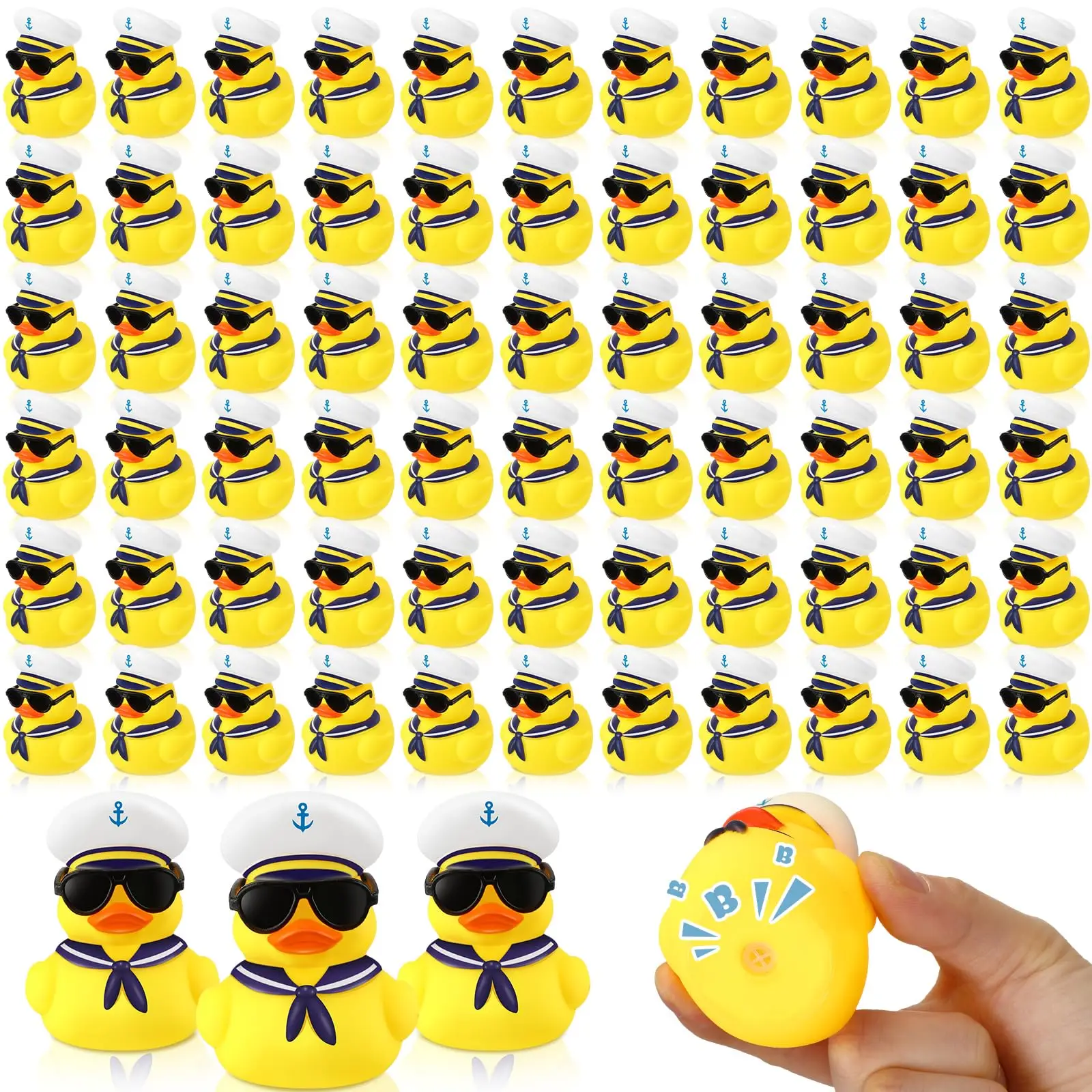 100Pcs Cruise Duck Bulk with Sunglasses Sets,Mini Sailing Rubber Ducks Summer Cruise Ship Toy Squeaky Duck Bath Part