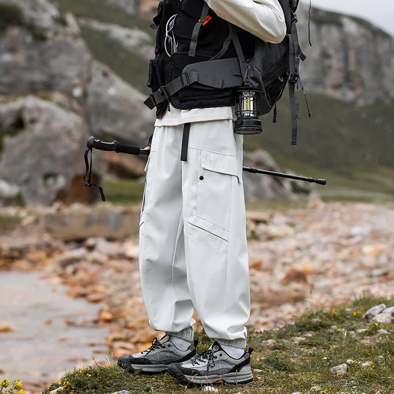 Fashion outdoor casual pants men's wear ankle-tied loose breathable waterproof anti-static multi-pocket tactical pants