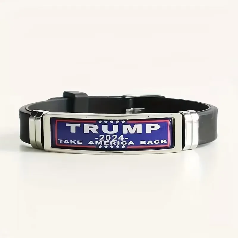 Adjustable Trump 2024 Bracelet Jewelry Epoxy Stainless Steel Silicone Bracelets For Women Men