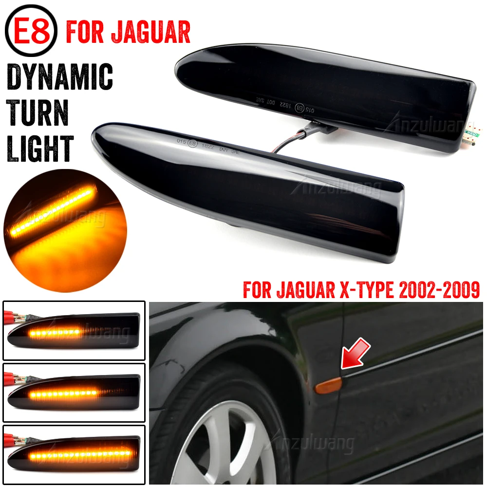 

For Jaguar X-TYPE LED Side Marker Lamp Dynamic Amber Turn Signal Light 2002 2003 2004 2005-2009