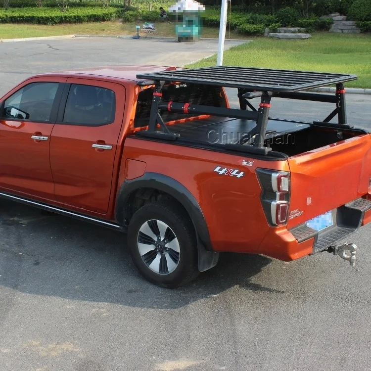 Adjustable Aluminum Alloy Rack Cargo Carrier Luggage Roof Rack for Nissan Navara D40 Truck Jeep Gladiator Roll Bar